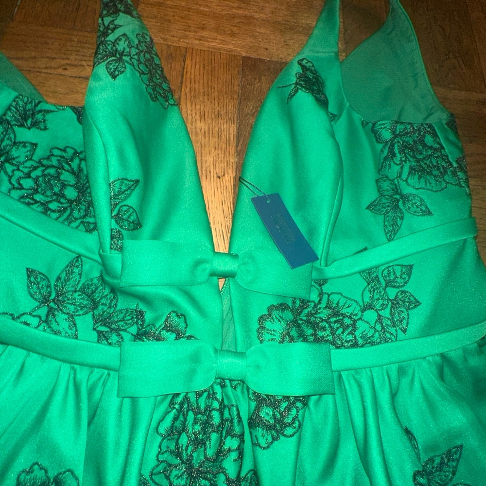 Marchesa Notte Green Floral Mini Cocktail Dress with Pockets Size 10 New Tags - Picture 5 of 6
